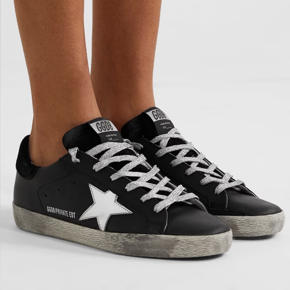 Golden Goose Black Sneakers with silver Star